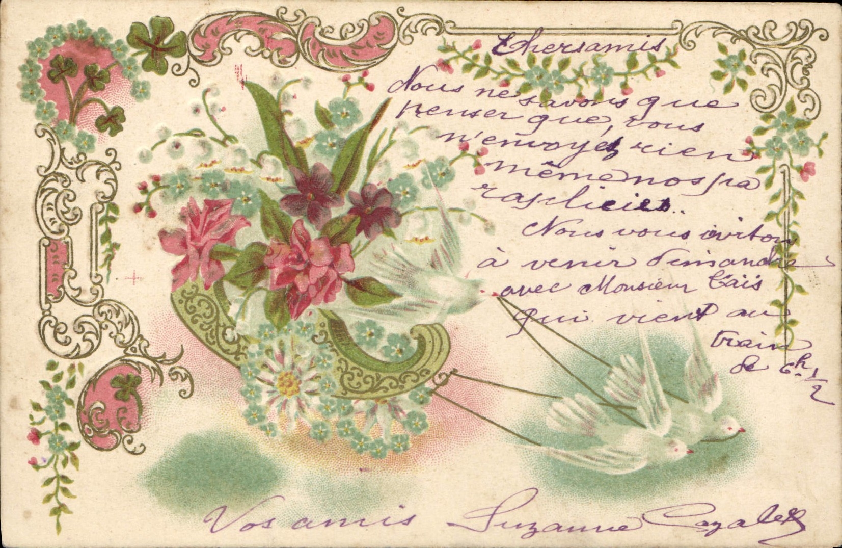 CPA Fantaisie Fleurs Colombes 