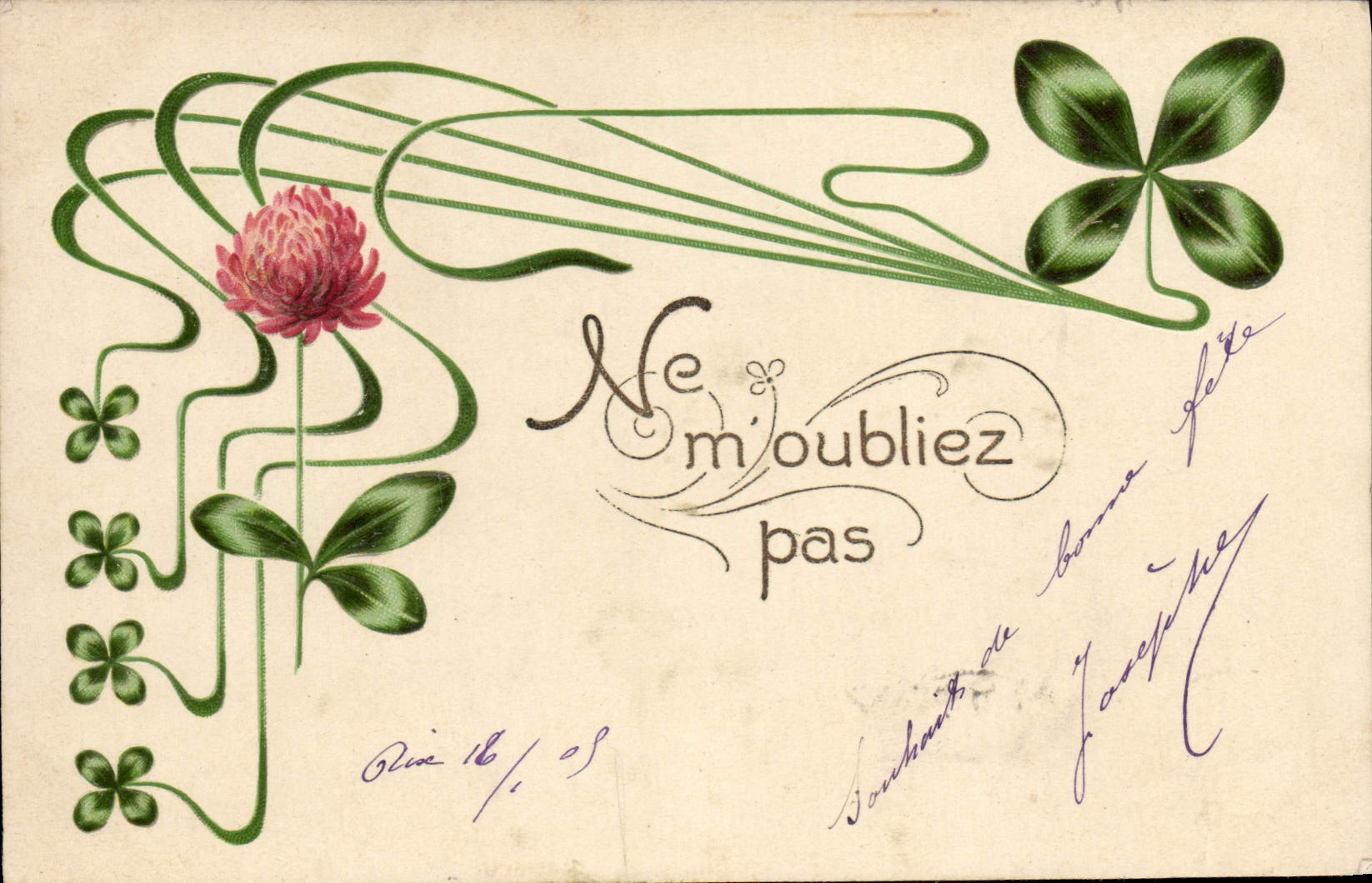 CPA Fantaisie Fleurs Trefle 