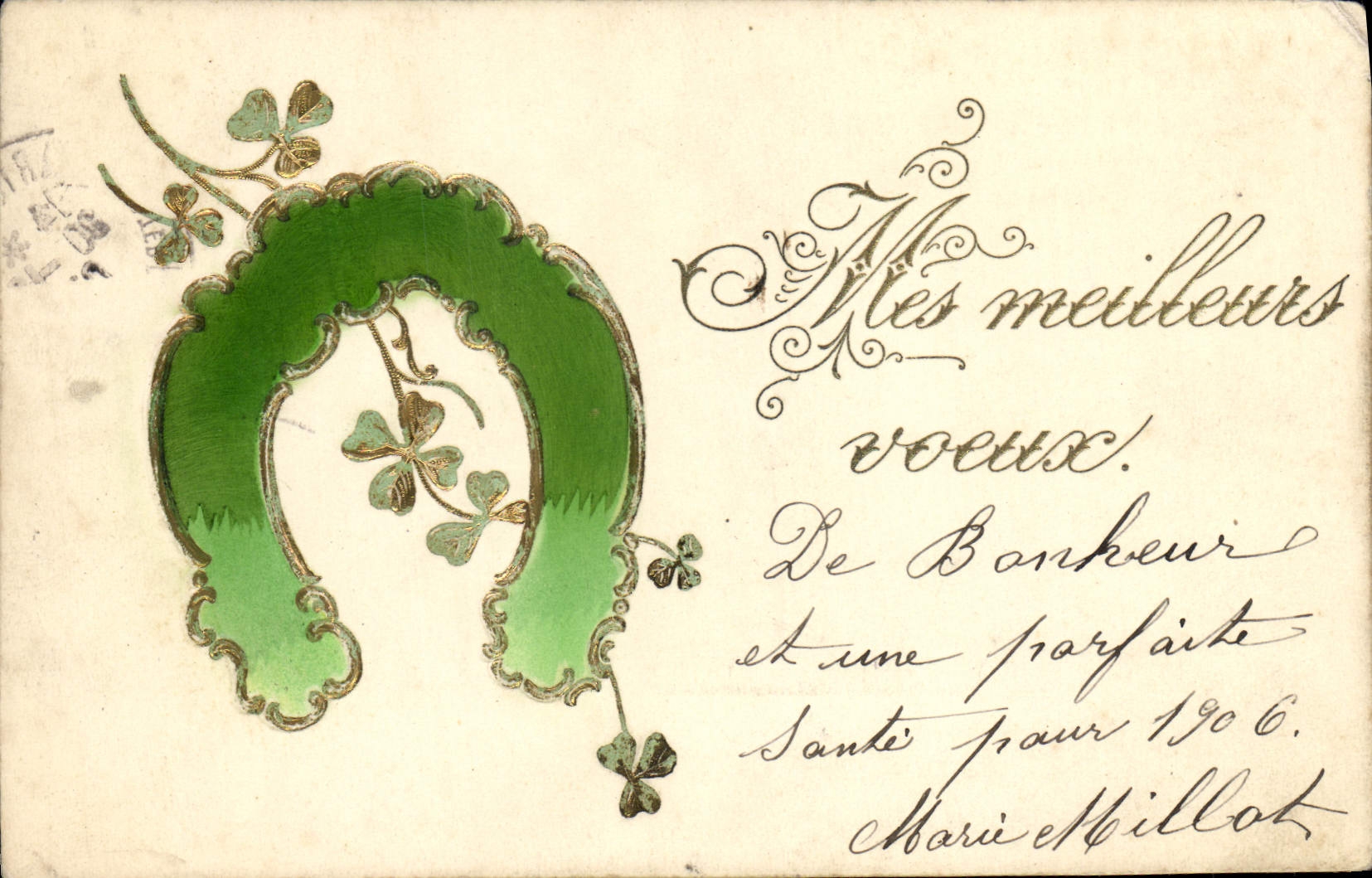 CPA Fantaisie Fleurs Fer a cheval 