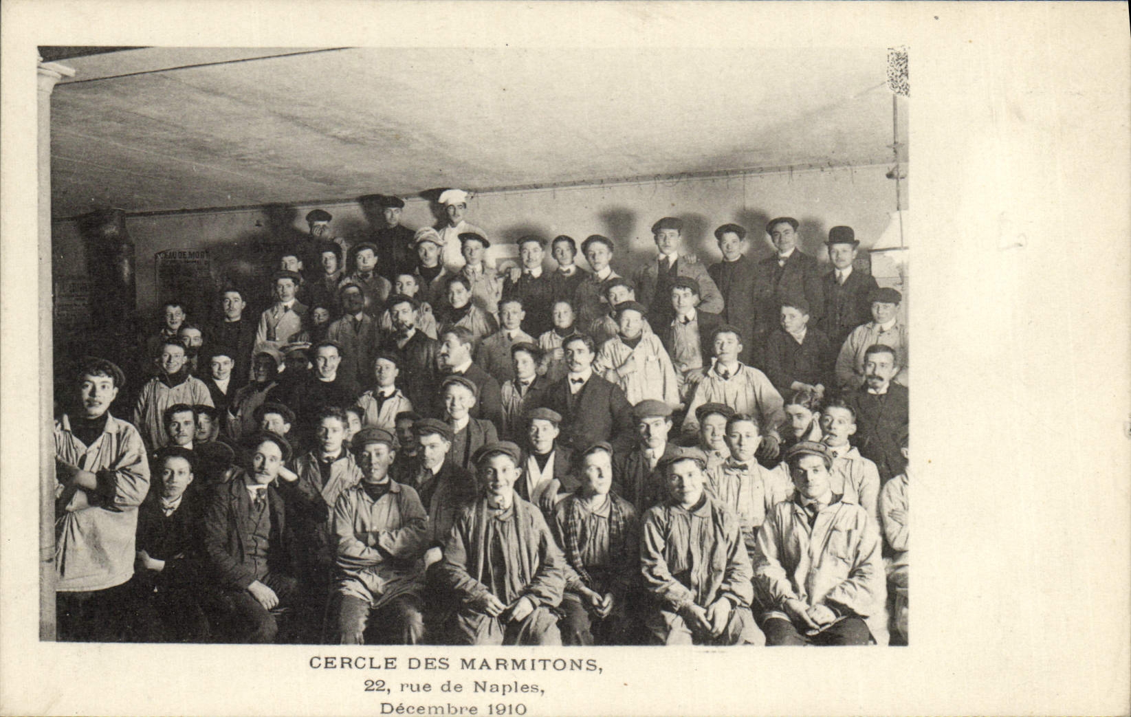 Postal Círculo de los Muchachos de cocina Calle de Nápoles Diciembre de 1910