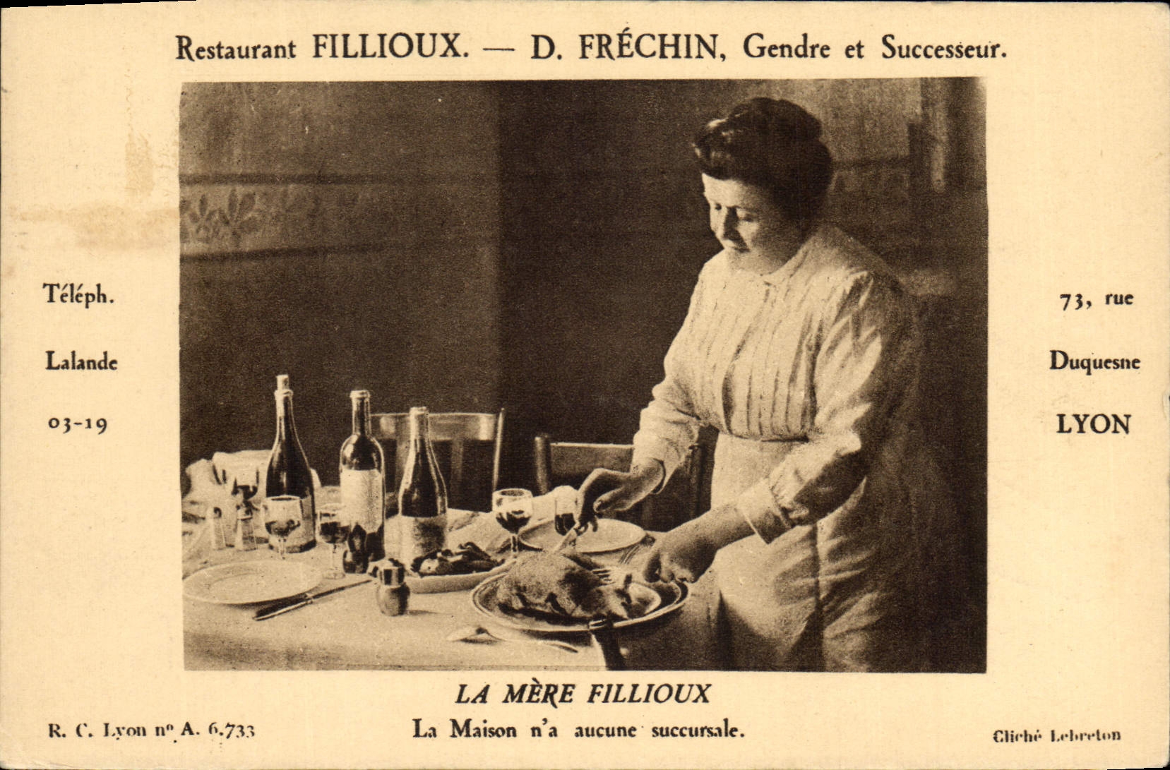 CPA Restaurant Fillioux Frechin La Mere Fillioux Duquesne Lyon