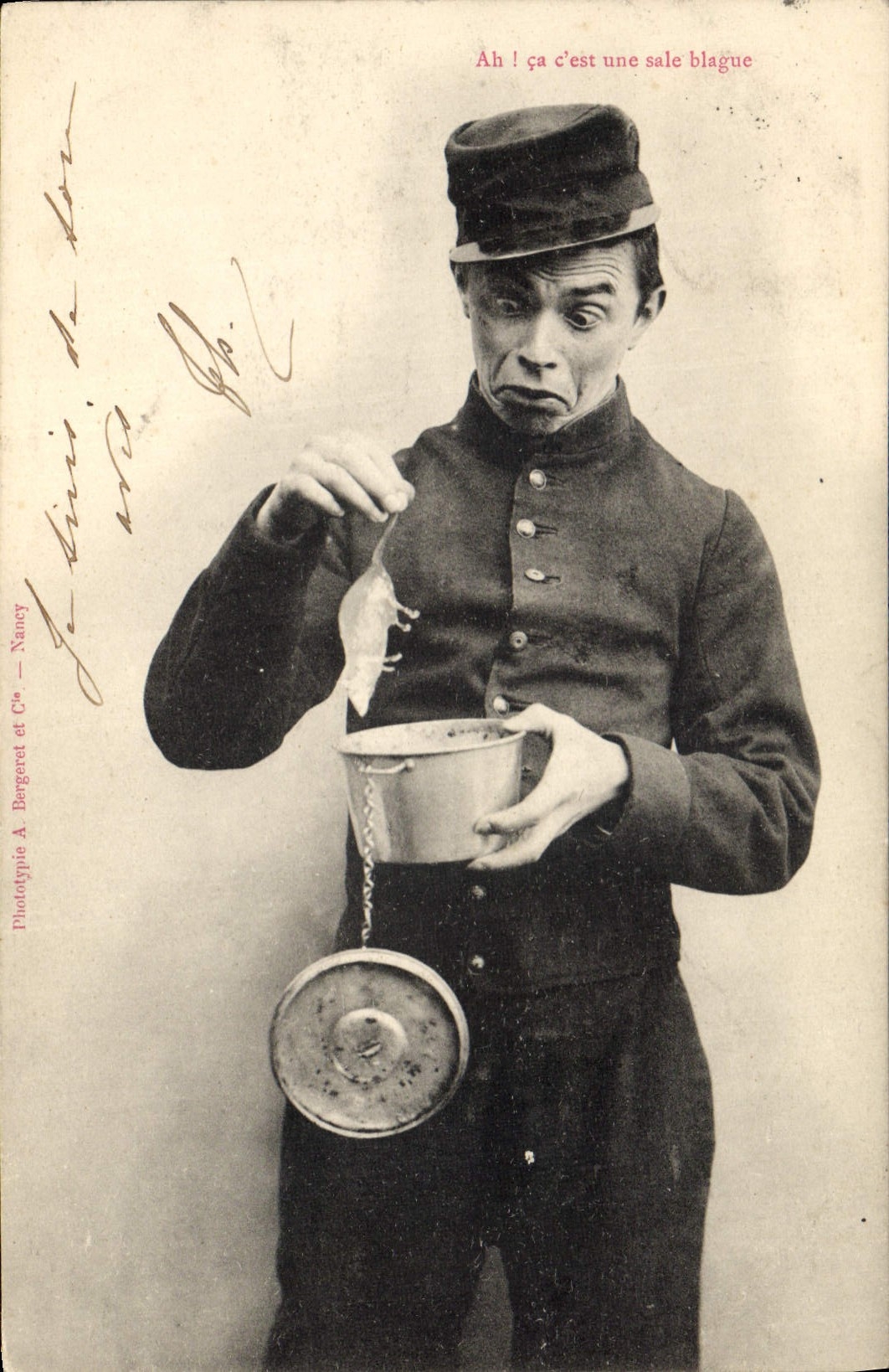 Vintage Postcard Fantasy Pitou Militaria Mouse