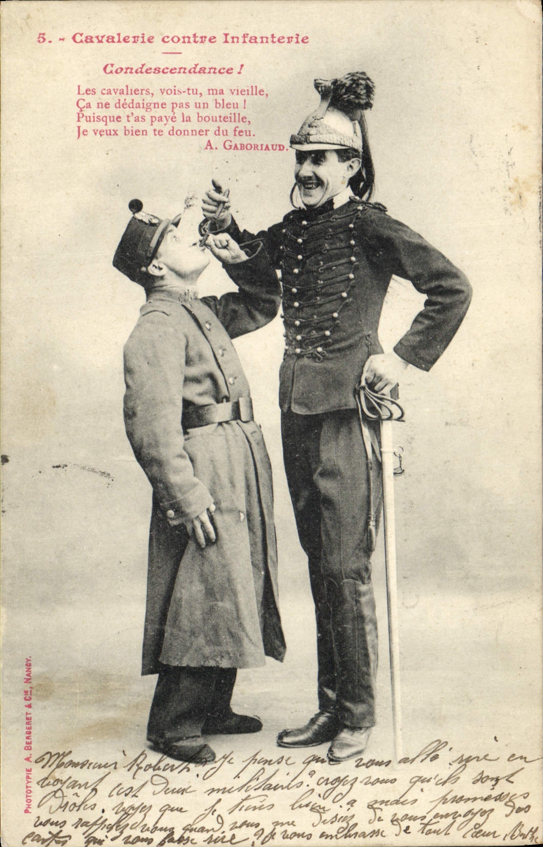 CPA Fantaisie Cavalerie contre Infanterie 