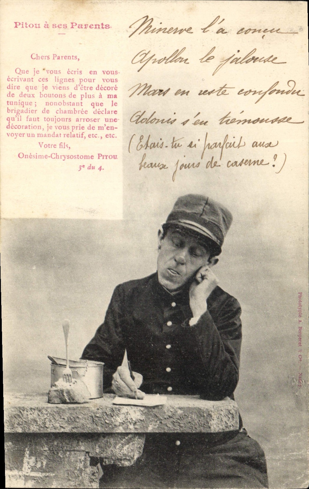 Vintage Postcard Fantaisie Pitou has his/her parents