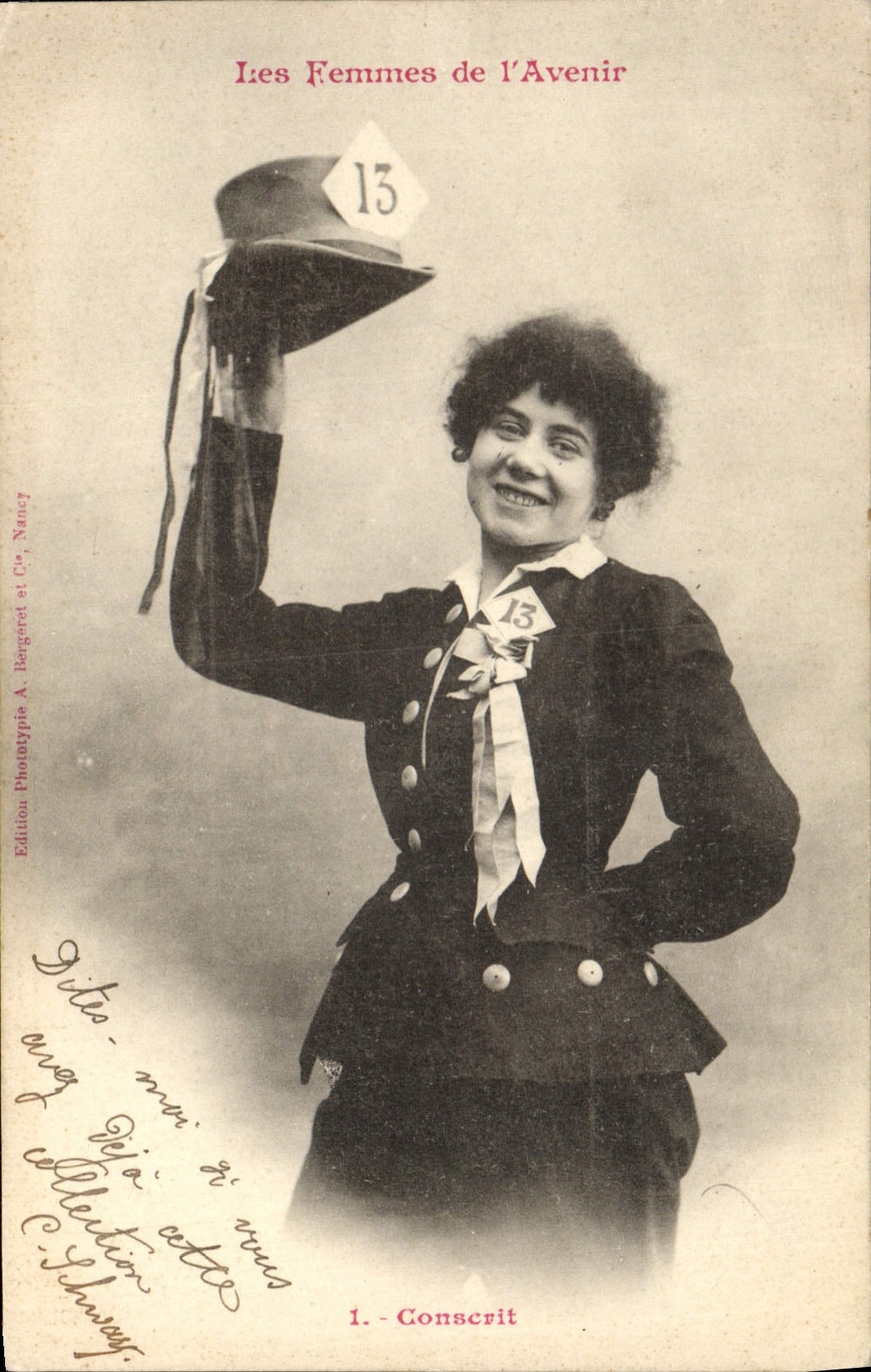 Vintage Postcard Fantasy Woman women of the Conscript future Militaria