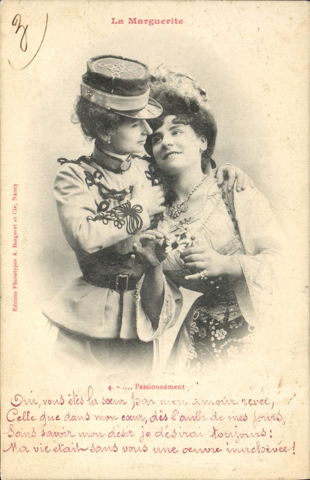 Vintage Postcard Fantasy Women the Marguerite Militaria