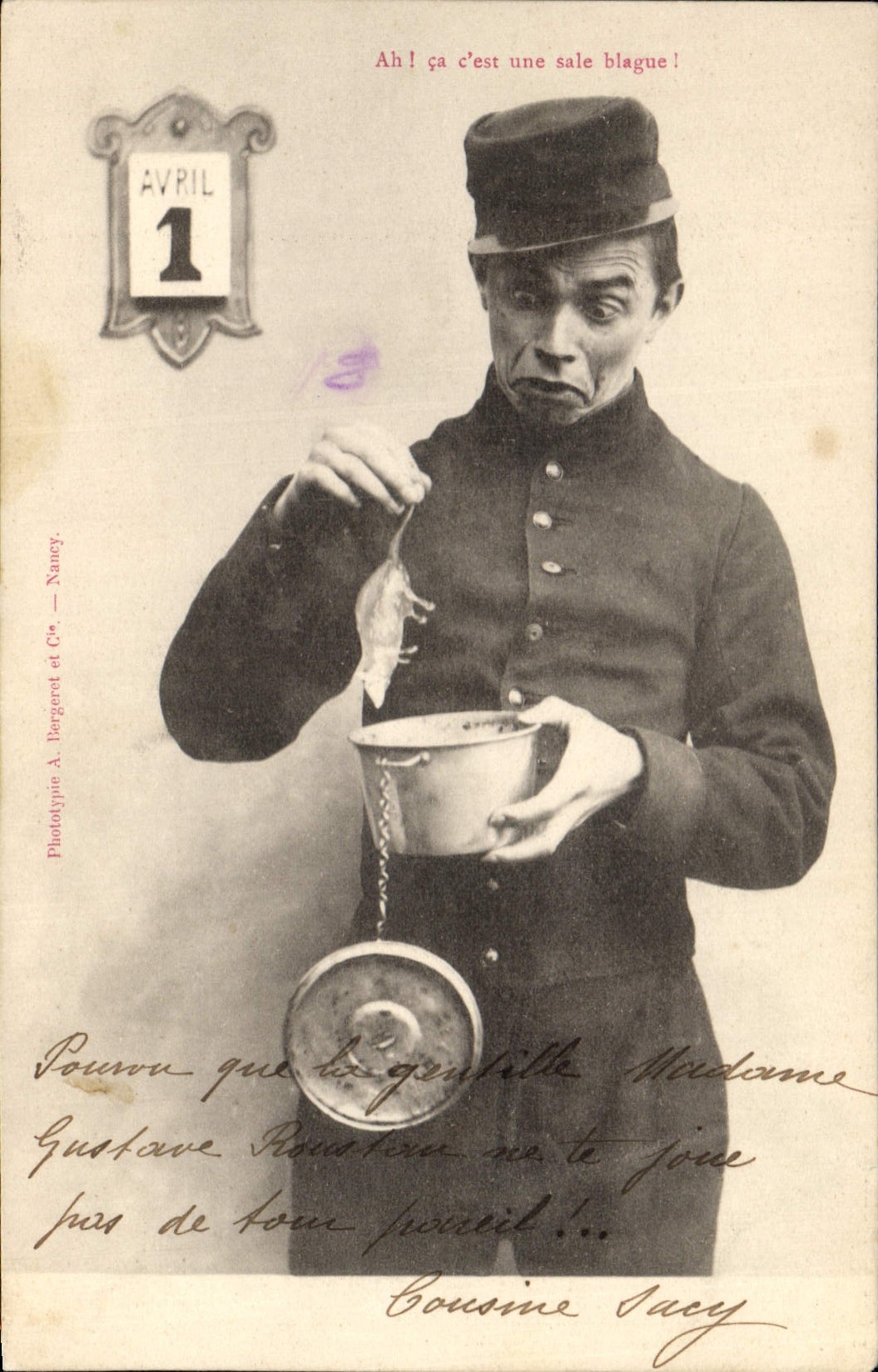 CPA Fantaisie Pitou Souris Militaria 