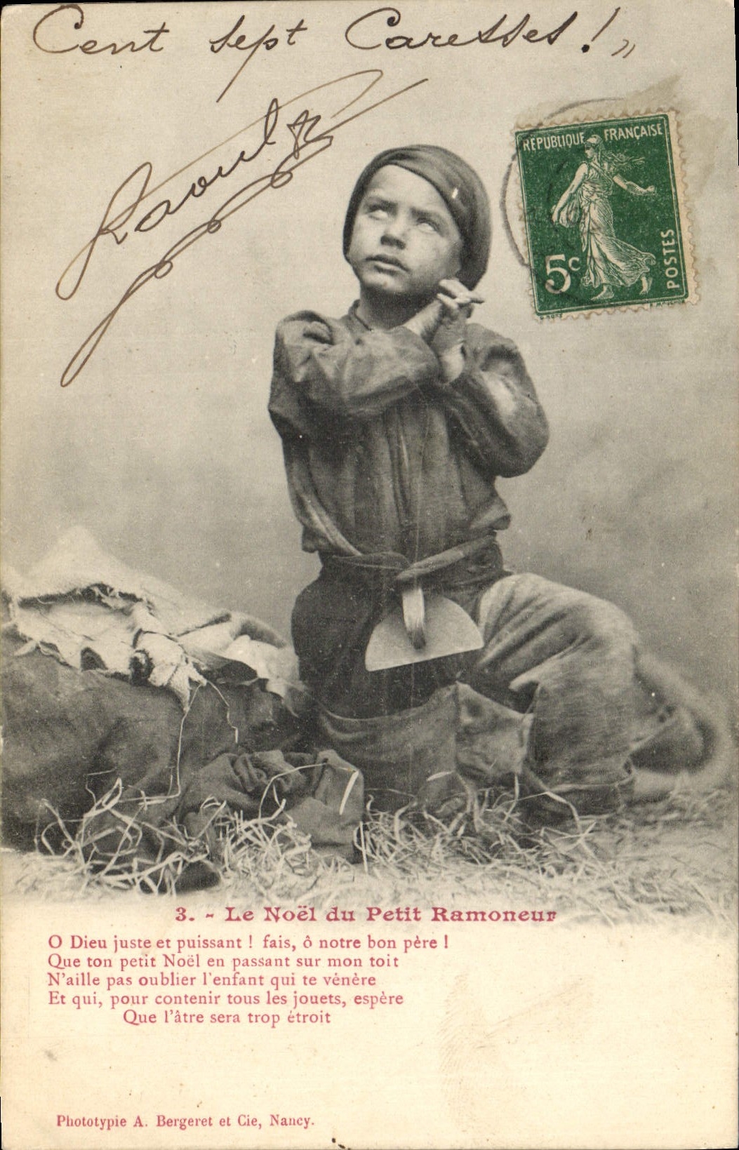 CPA Fantaisie Enfant Le Noel du petit ramoneur