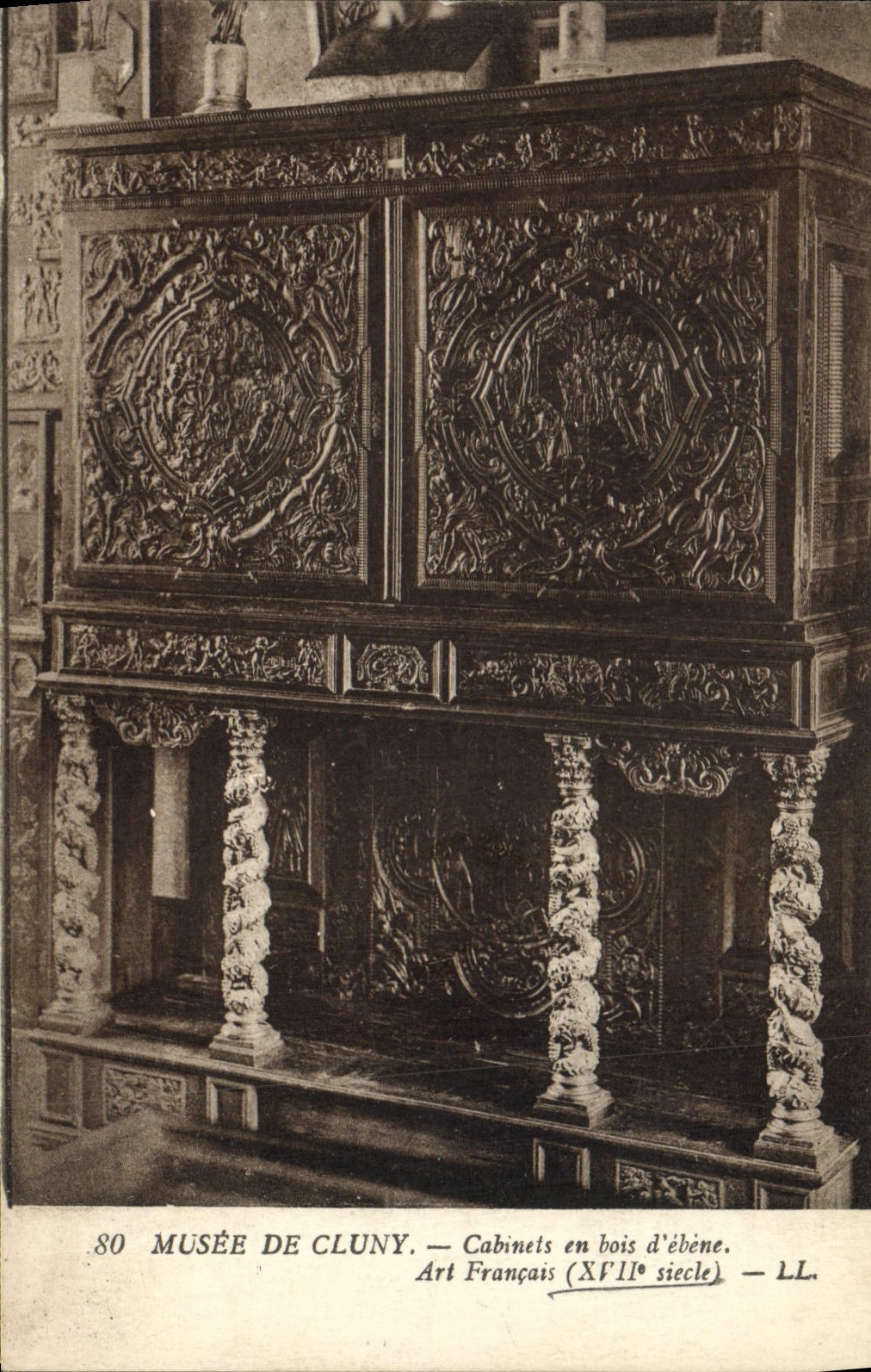 Postal Vagada de Cluny Gabinetes en madera de ébano Arte Francés