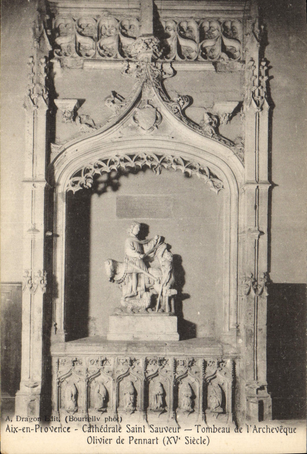 Postal Aix en Provence Granitada Santo Ahorrador Tumba de arzobispo Olivier de Pennart