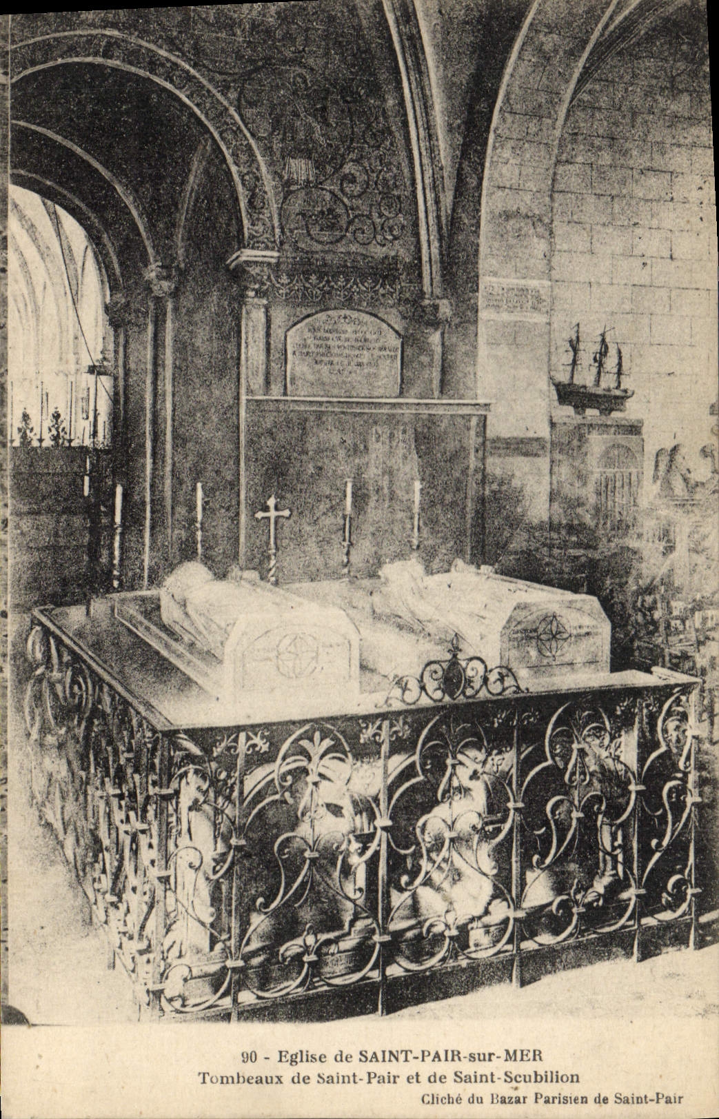 Vintage Postcard Church of Even Saint on Sea Tomb of Even Saint and Soubillon Saint