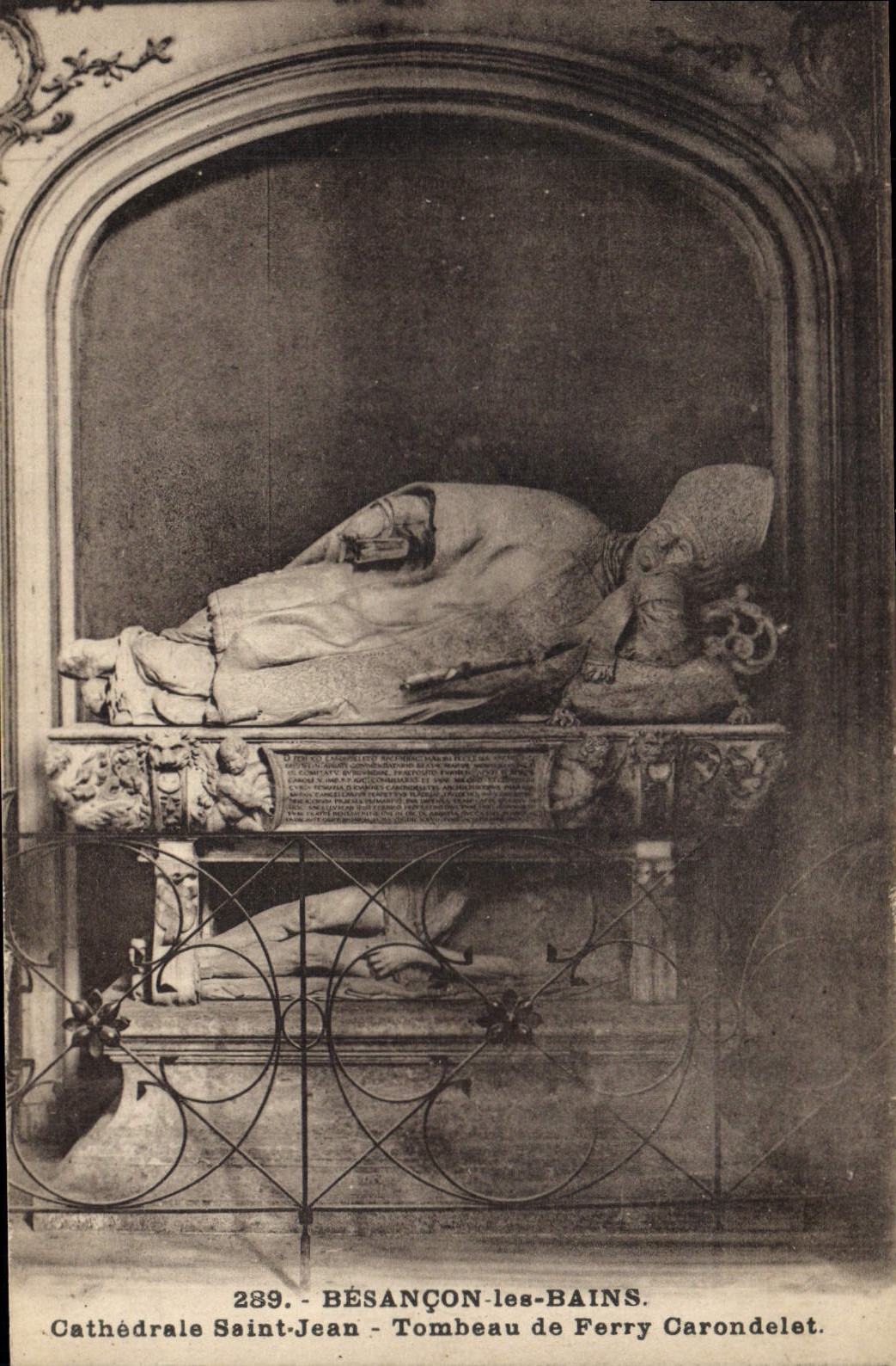 Vintage Postcard Besancon the Baths Cathedral Saint Jean Tomb of Carondelet Ferry