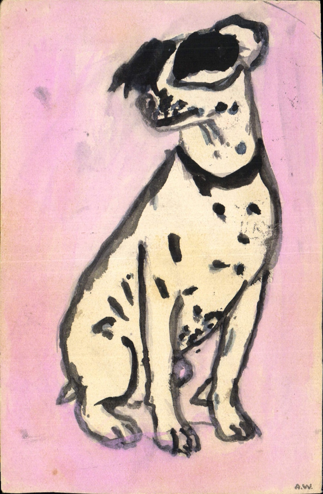 Postal Perro Cachorro Perros (dibujo tiene la mano)