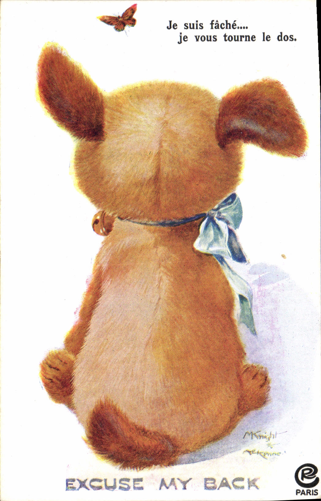 CPA Chien Chiot Chiens Excuse my back Papillon 