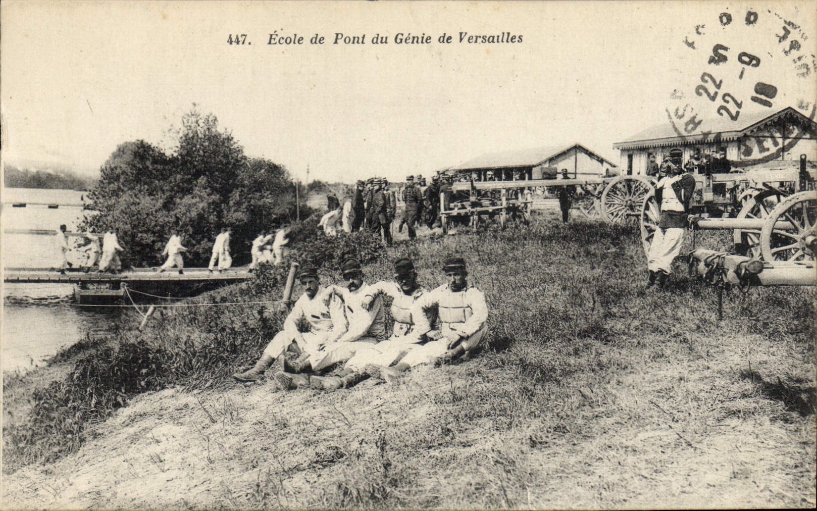 Vintage Postcard Militaria School of the bridge of Genius of Versailles