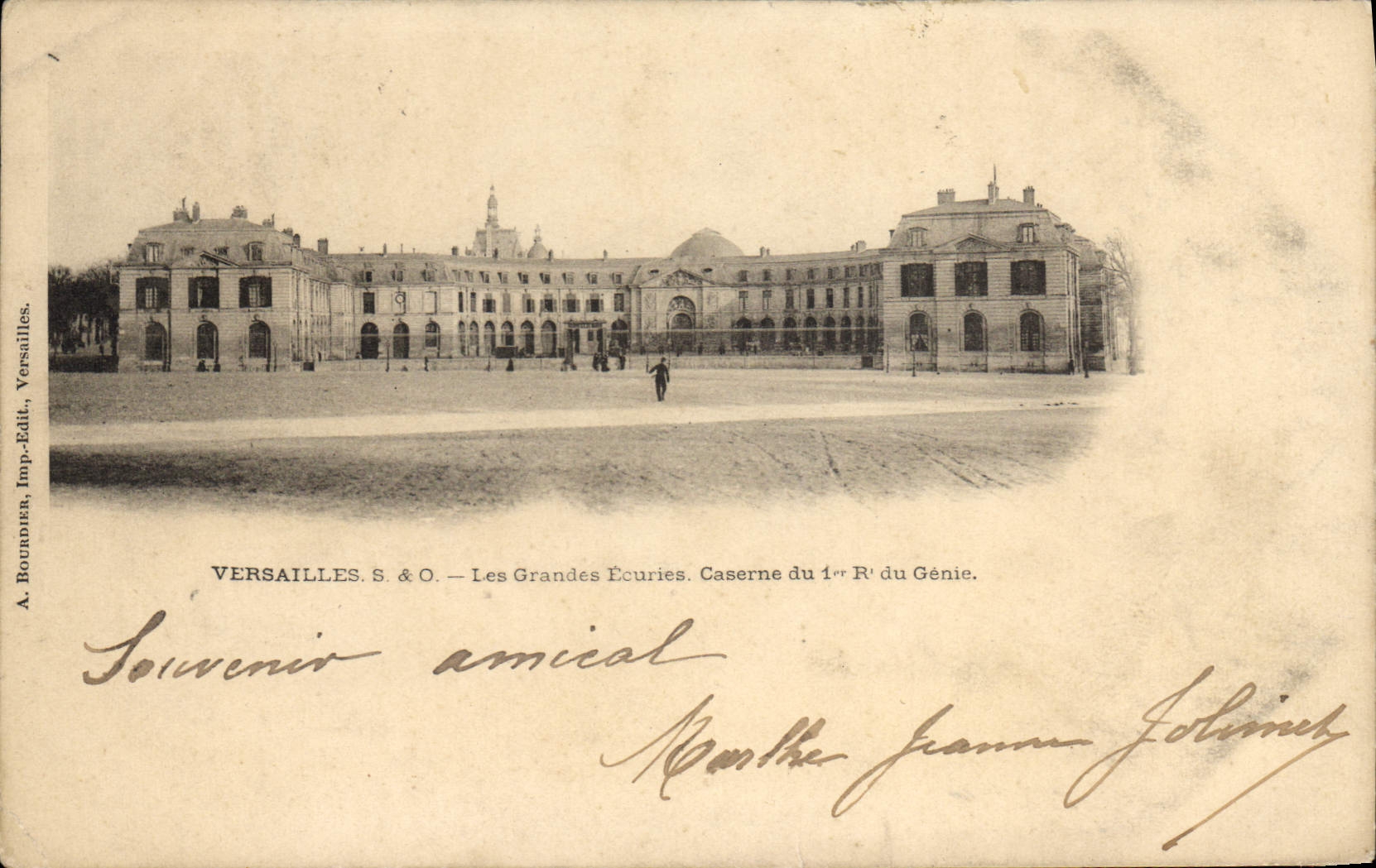 Vintage Postcard Militaria Versailles the large stables Quarters 1st Rgt of the Genius