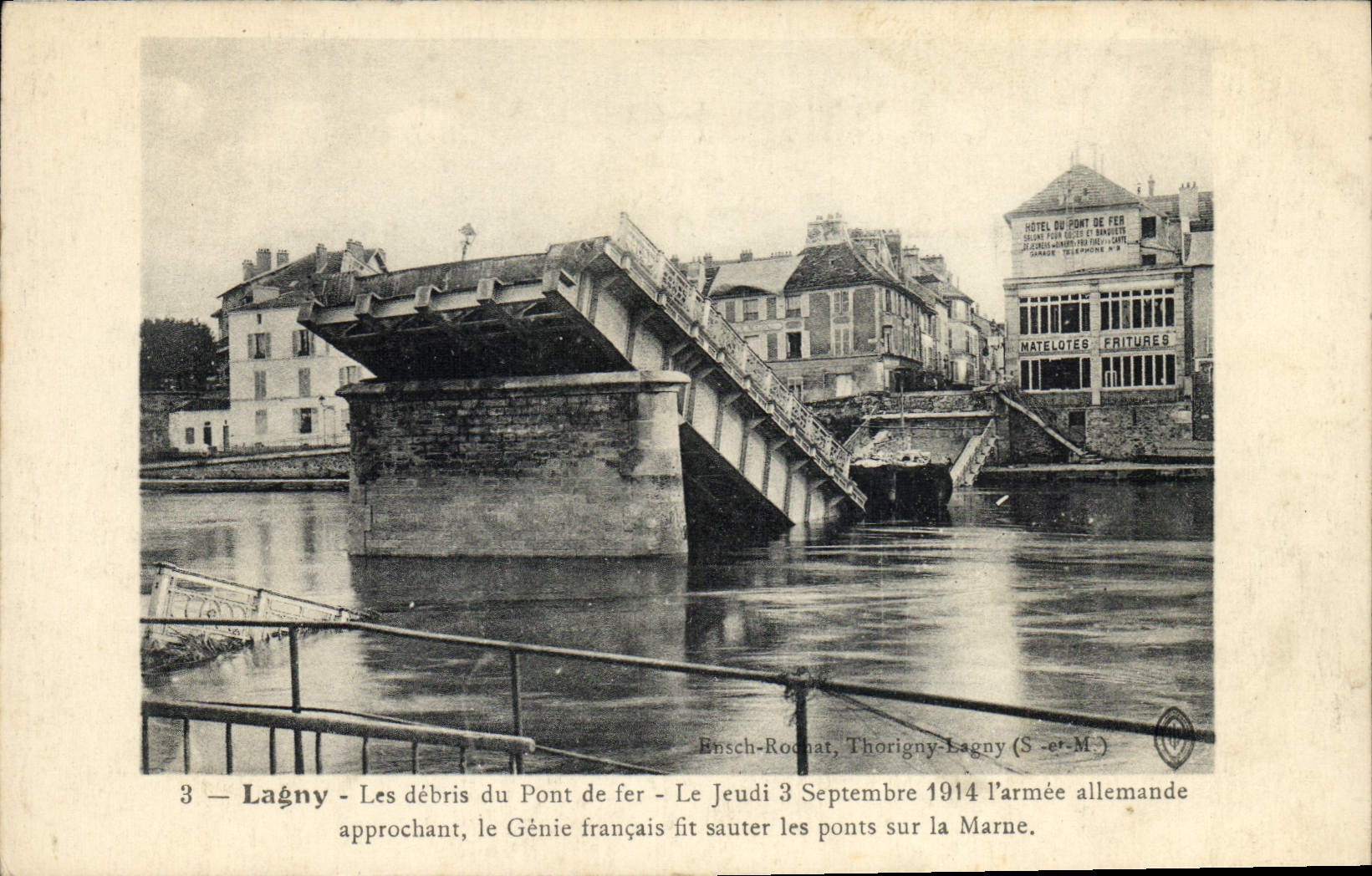 CPA Militaria Lagny Les debris du pont de fer