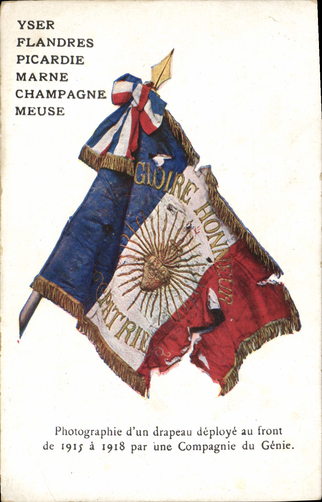 CPA Militaria Yser Flandres Picardie Drapeau Compagnie de Genie