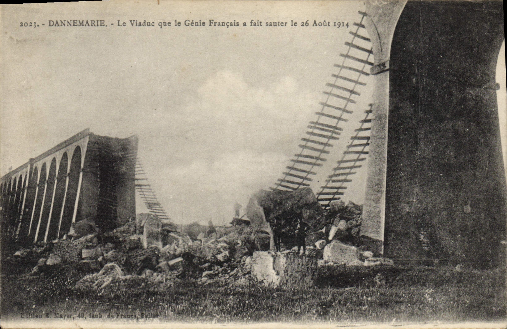 CPA Militaria Dannemarie le viaduc que le Genie Francais a fait sauter le 26 aout 1914
