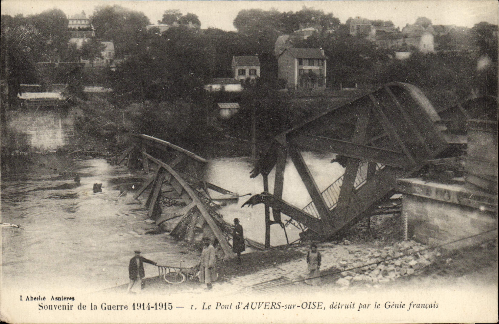 CPA Militaria Le pont d'Auvers sur Oise detruit par le Genie