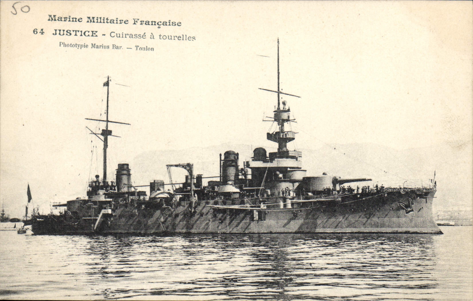 CPA Bateau Justice Cuirasse a tourelles
