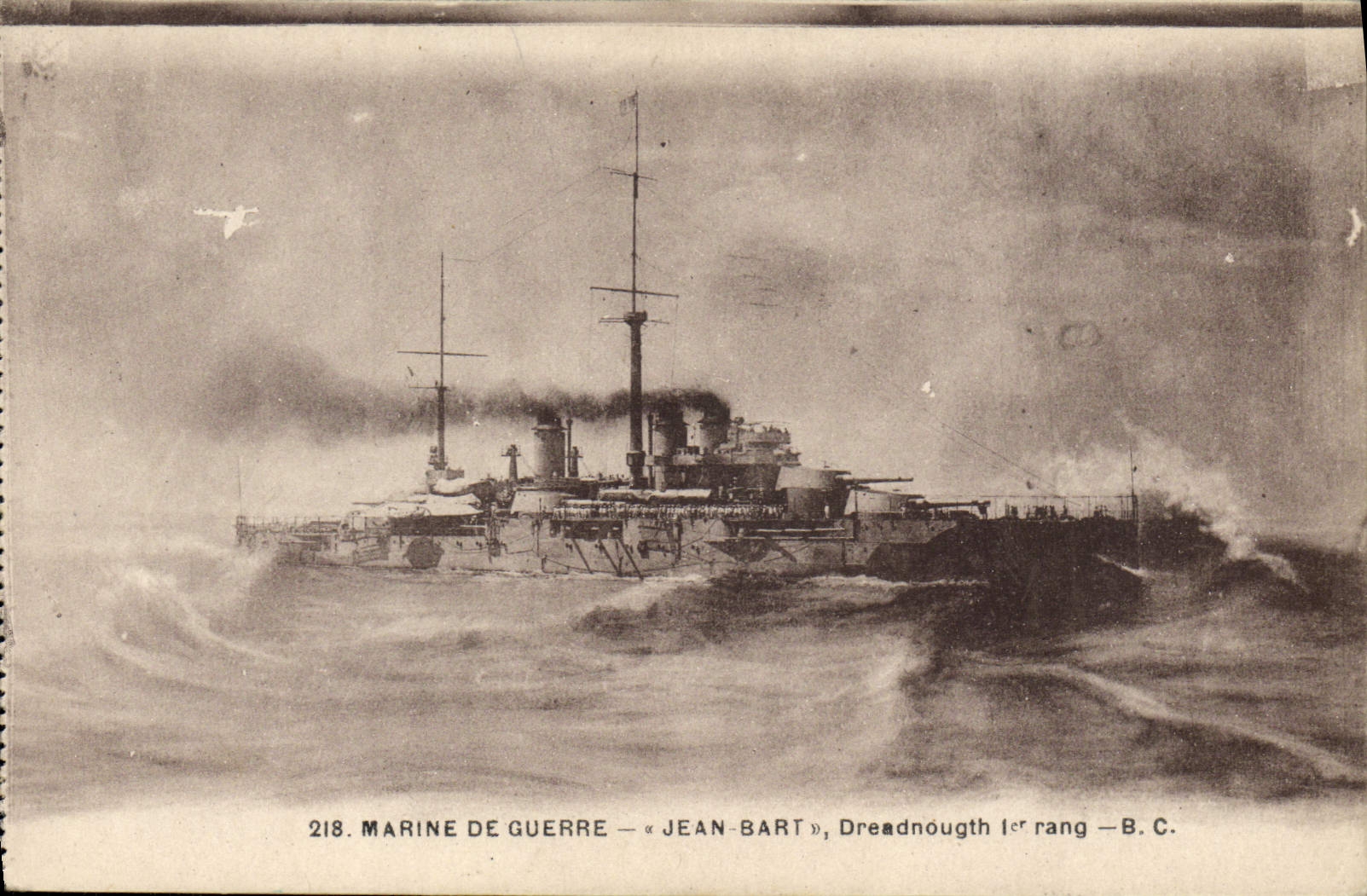 Vintage Postcard Boat Jean Bart Dreadnought 1st rank