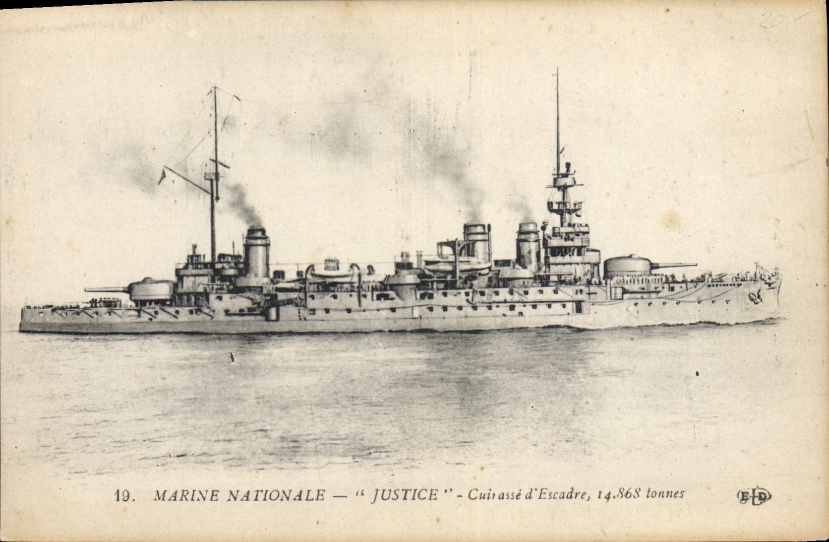 CPA Bateau Justice Cuirasse d'escadre 