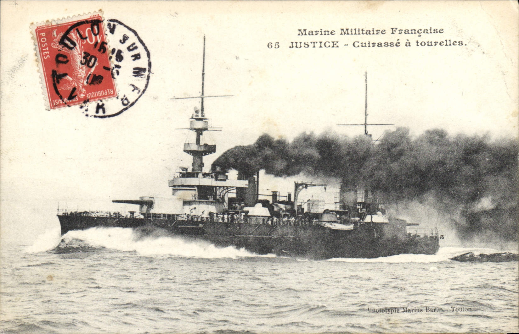 CPA Bateau Justice Cuirasse a tourelles