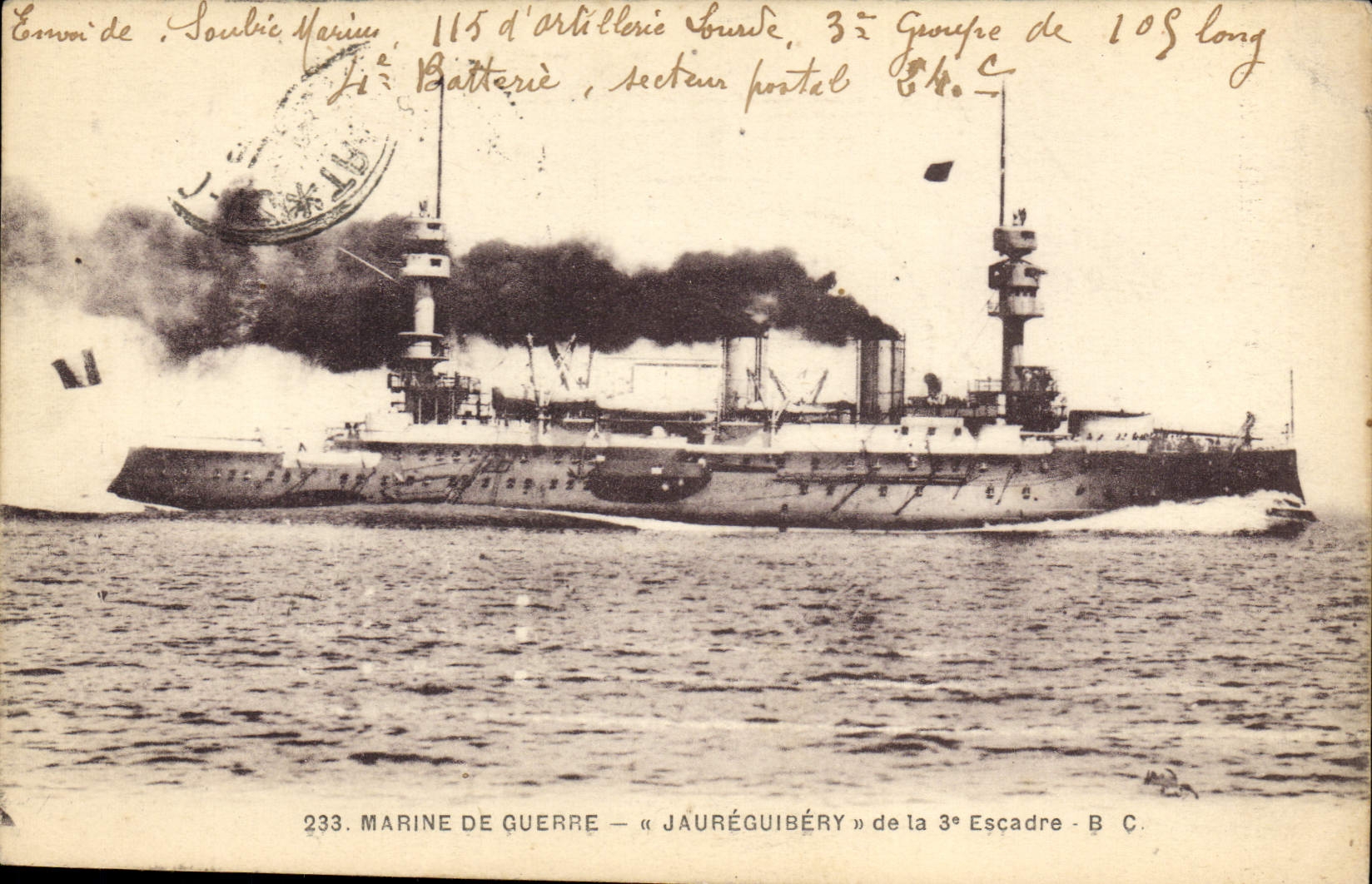 Vintage Postcard Jaureguiberry Boat of the 3rd squadron