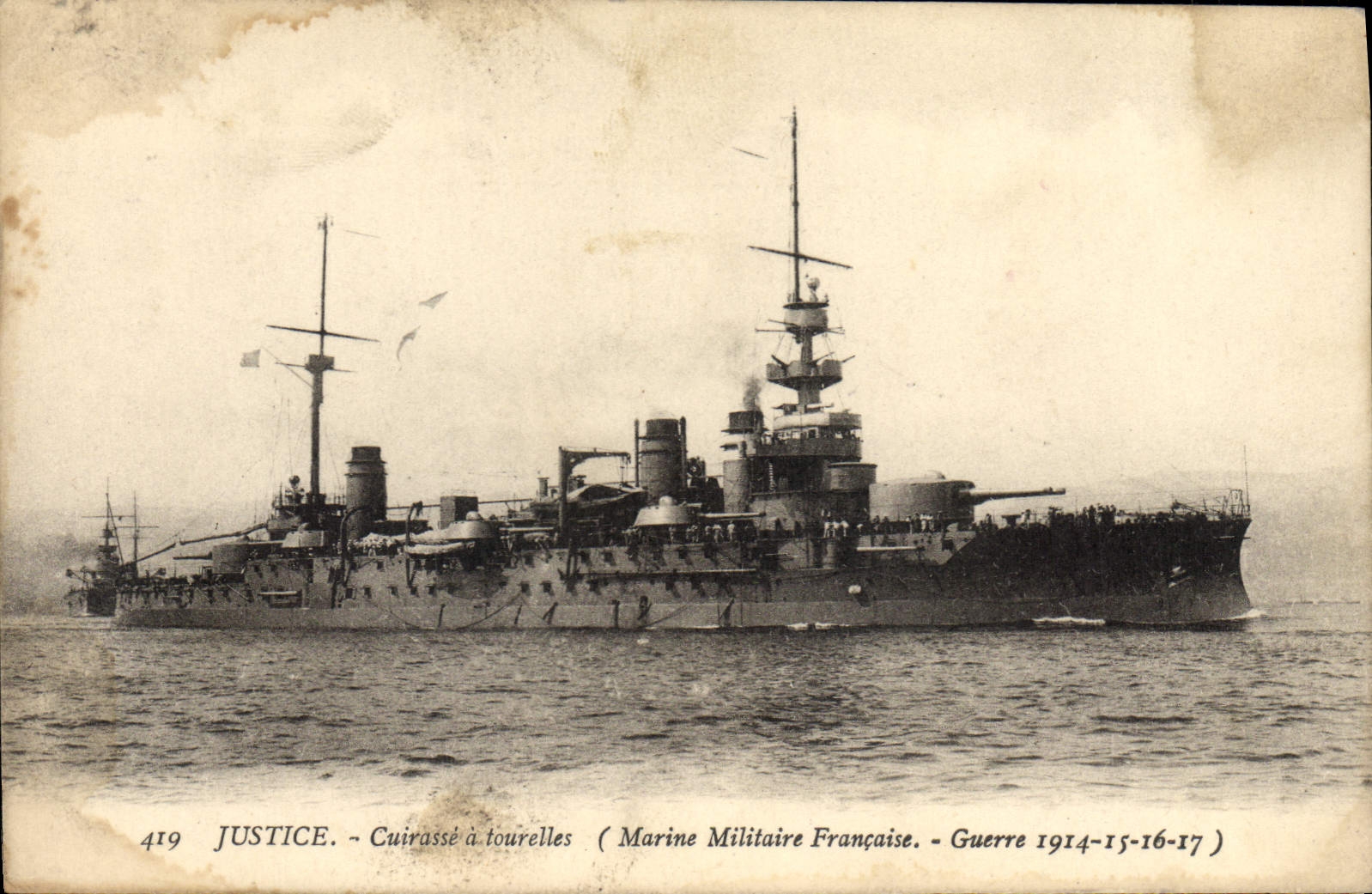 CPA Bateau Justice Cuirasse a tourelles