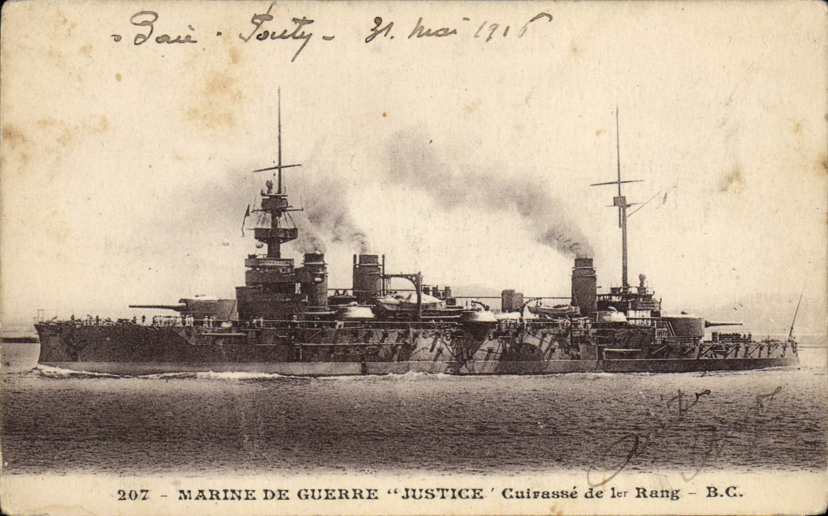 CPA Bateau Justice Cuirasse de 1er rang