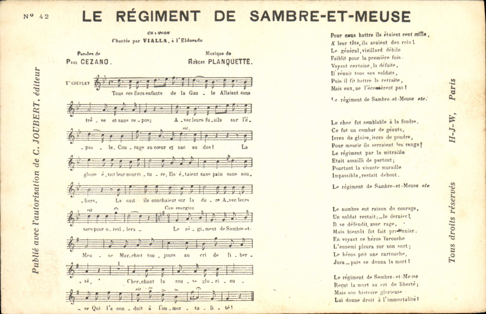 Vintage Postcard the regiment of Sambre and Meuse Paul Cezano Robert Planquette