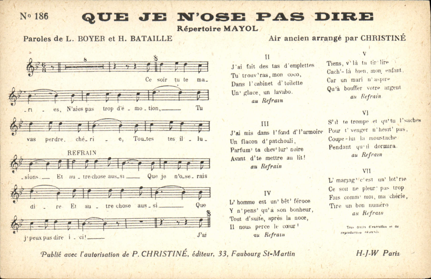 CPA Que je n'ose pas dire Mayol Boyer Bataille Christine