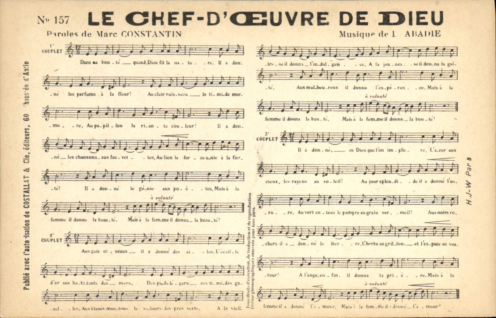 Vintage Postcard the masterpiece of God Marc Constantine Abadie