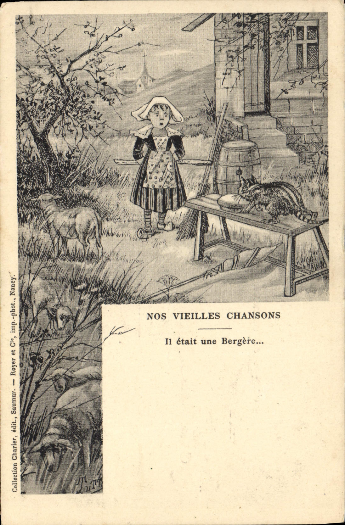 Vintage Postcard He was a shepherdess