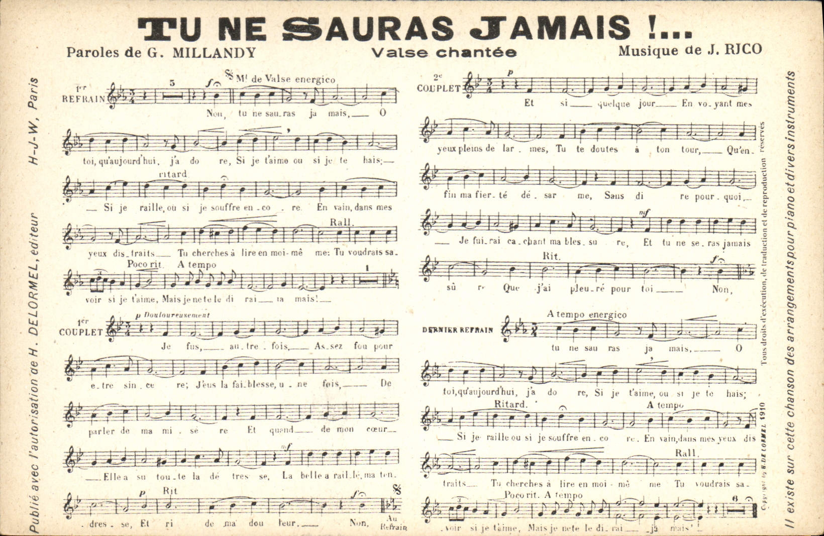 Vintage Postcard You will never know! Millandy Rico