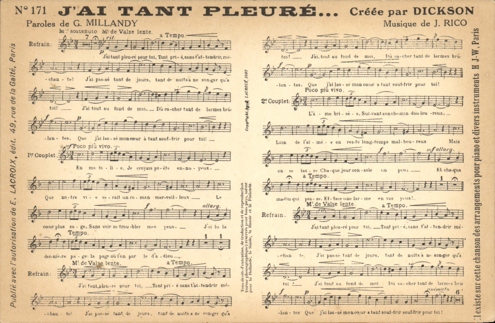 Vintage Postcard I have so much cry Dickson Millandy Rico