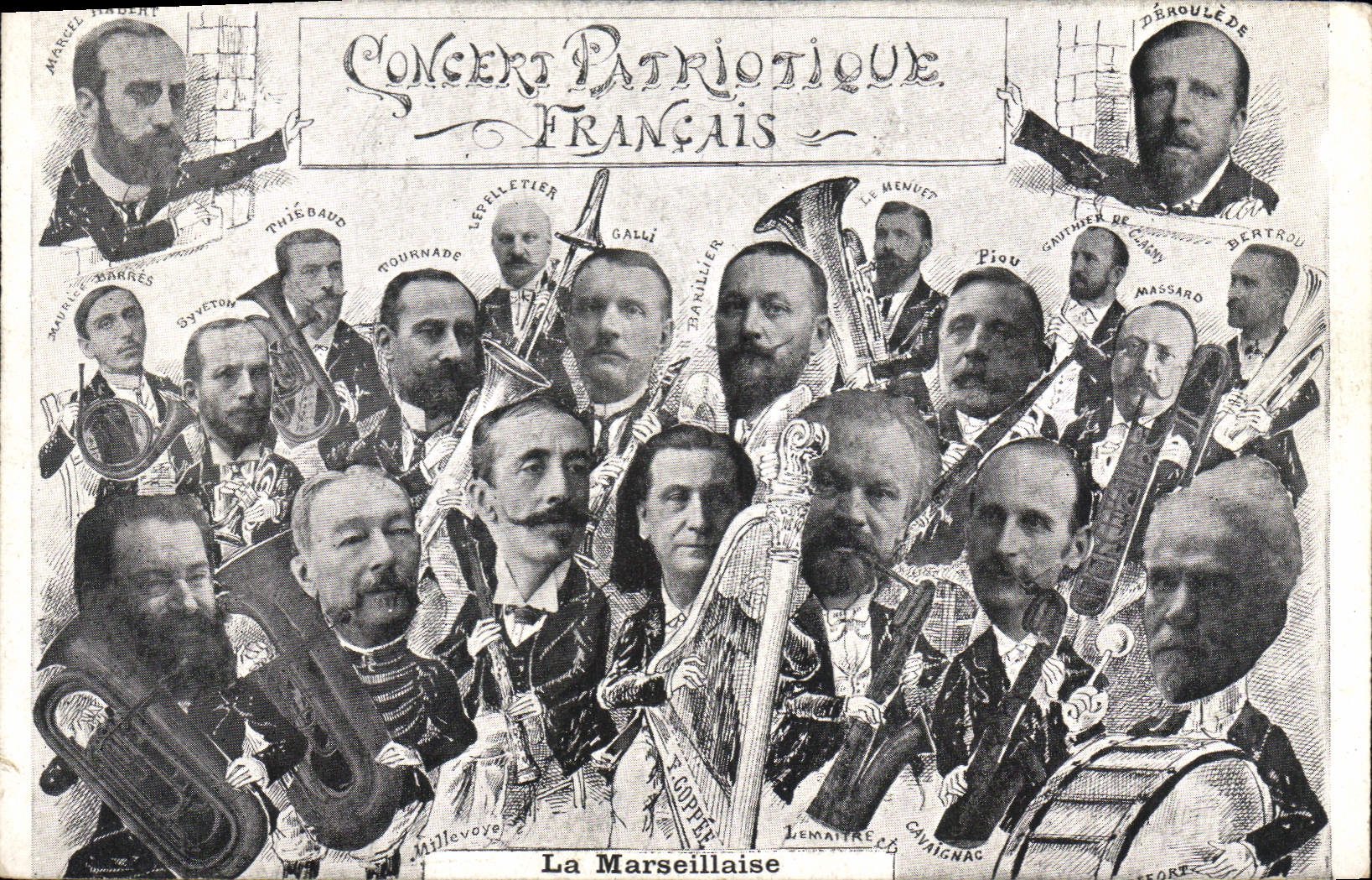 Vintage Postcard French patriotic Concert the Deroulede Marseillaise