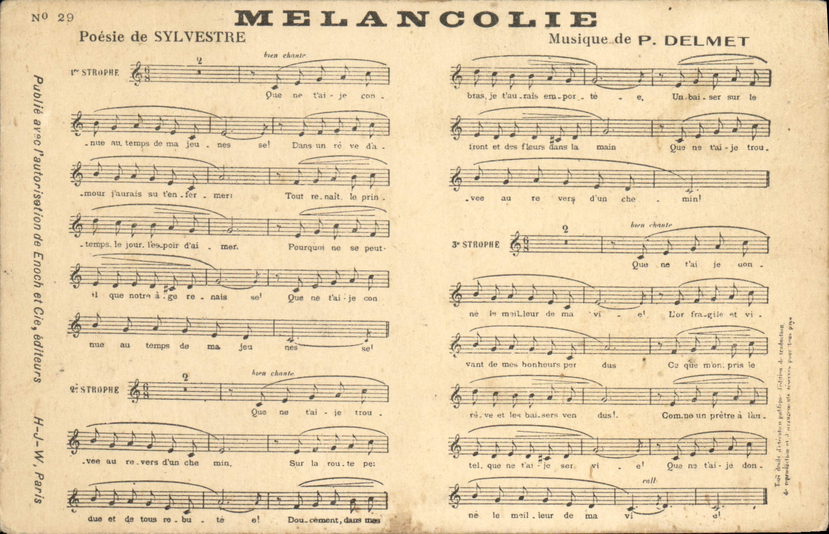 Vintage Postcard Melancholy Sylvestre Delmet