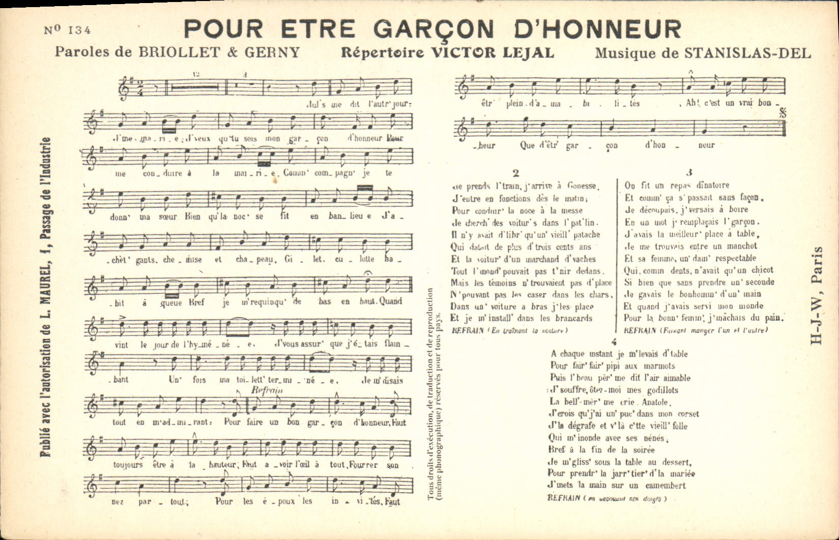 Vintage Postcard to be best man Briollet Gerny Victor Lejal Stanislas-LED