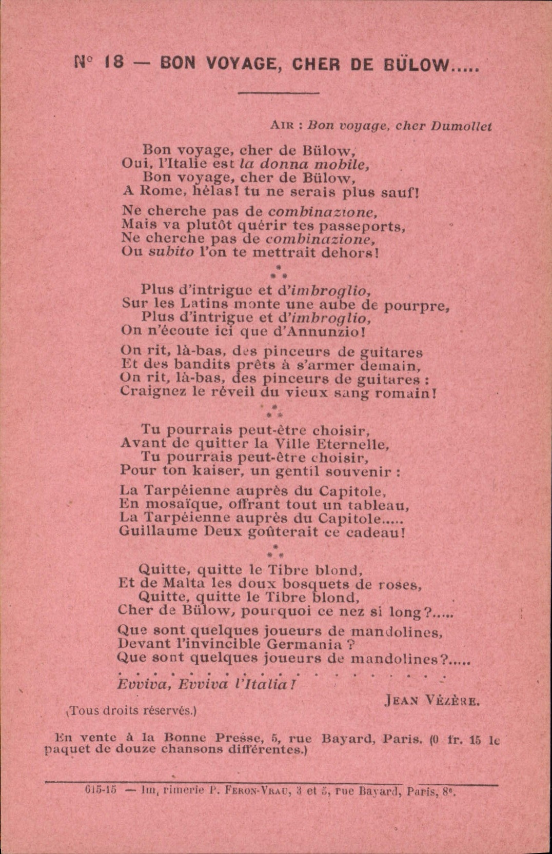 Vintage Postcard Good voyage dog of Bulow Jean Vezere