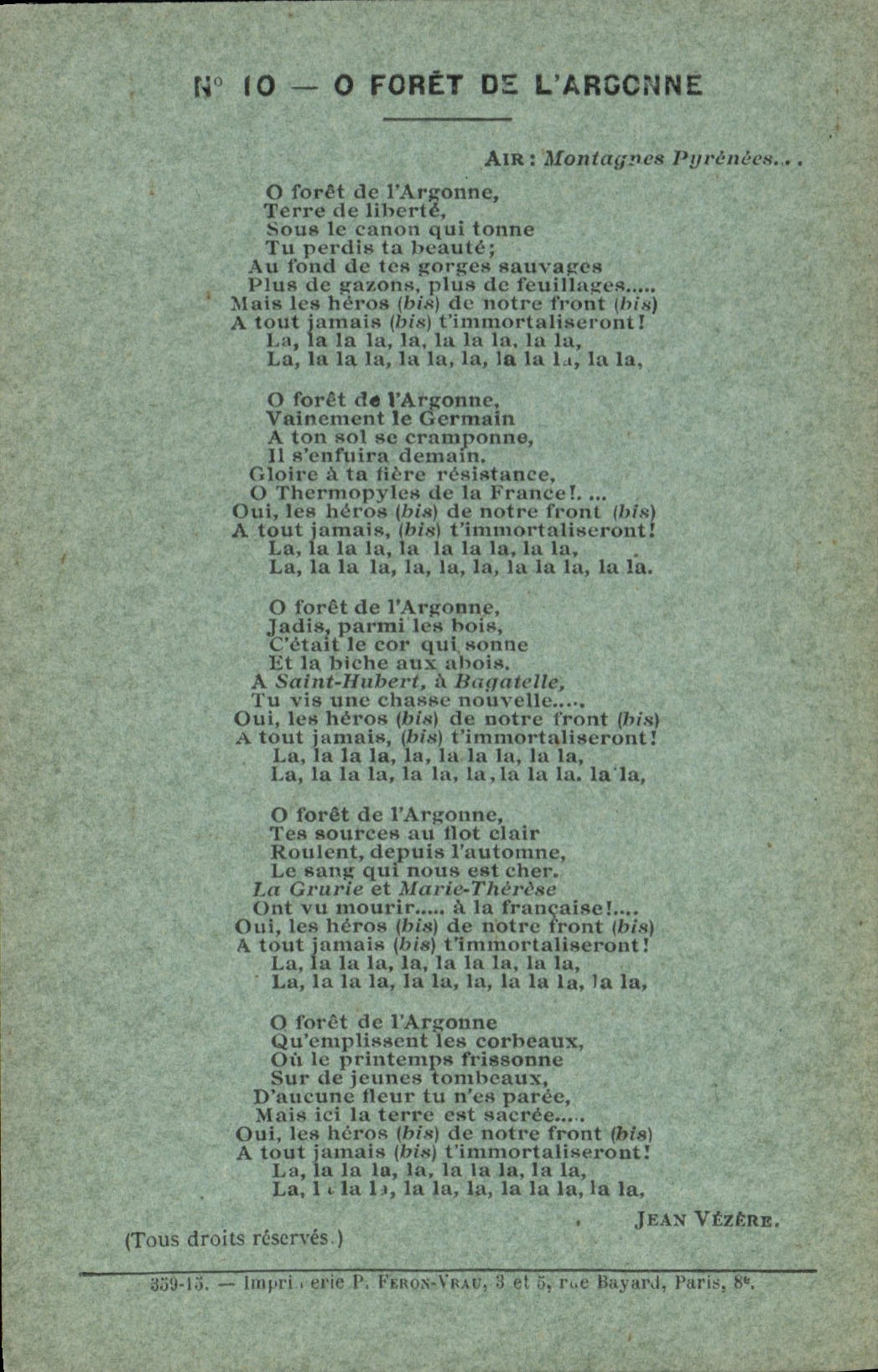 Vintage Postcard O drill of Argonne Jean Vezere