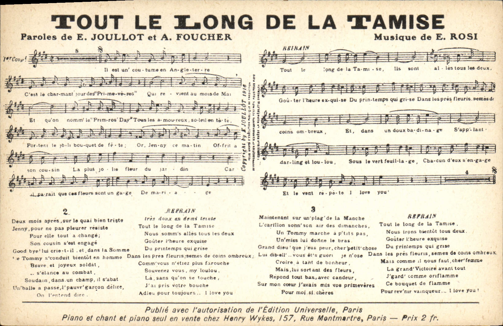 Vintage Postcard All the way along the Thames Joullot Foucher Turned pink