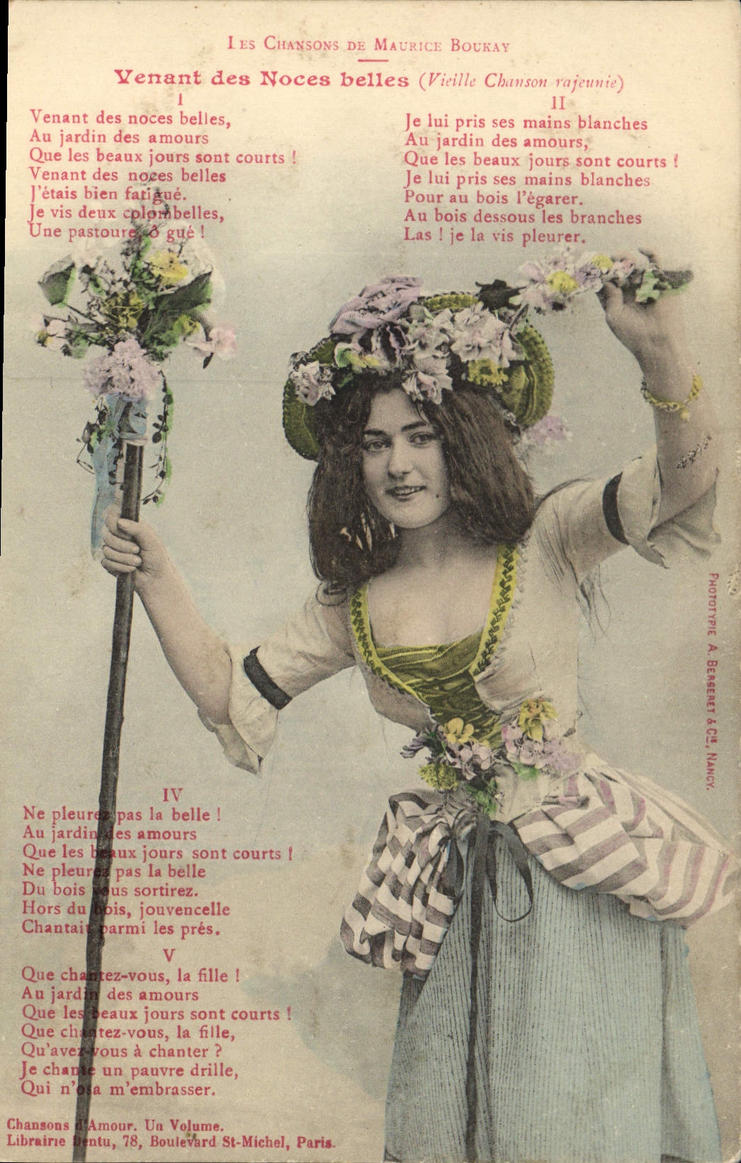 Vintage Postcard songs of Maurice Boukay Coming from the beautiful weddings