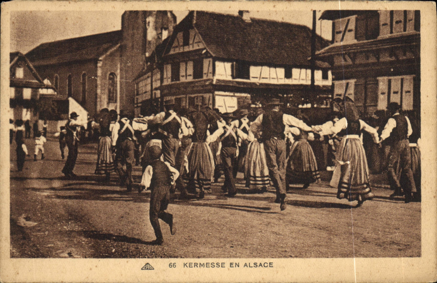 Vintage Postcard Folklore Alsace Village fair in Alsace