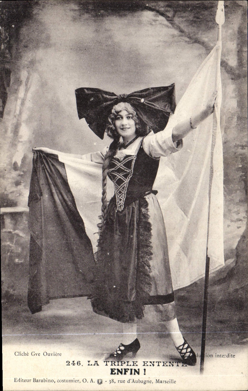 Vintage Postcard Folklore Alsace triples It ententen Enfin