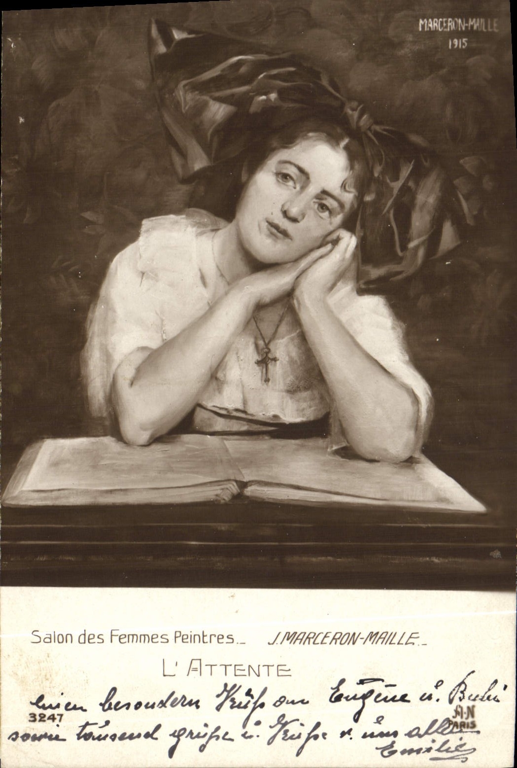 Vintage Postcard Folklore Alsace Salon of the women Marceron painters Nets waiting