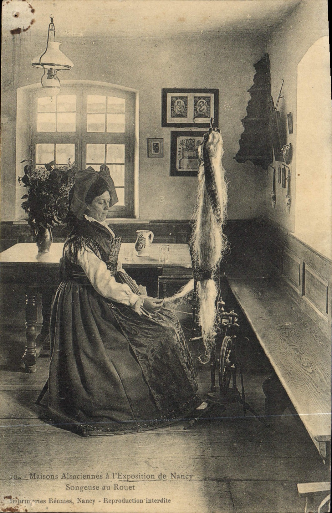 Vintage Postcard Folklore Alsace Maisons Alsatian has the Exposure of Nancy Songeuse to the wheel