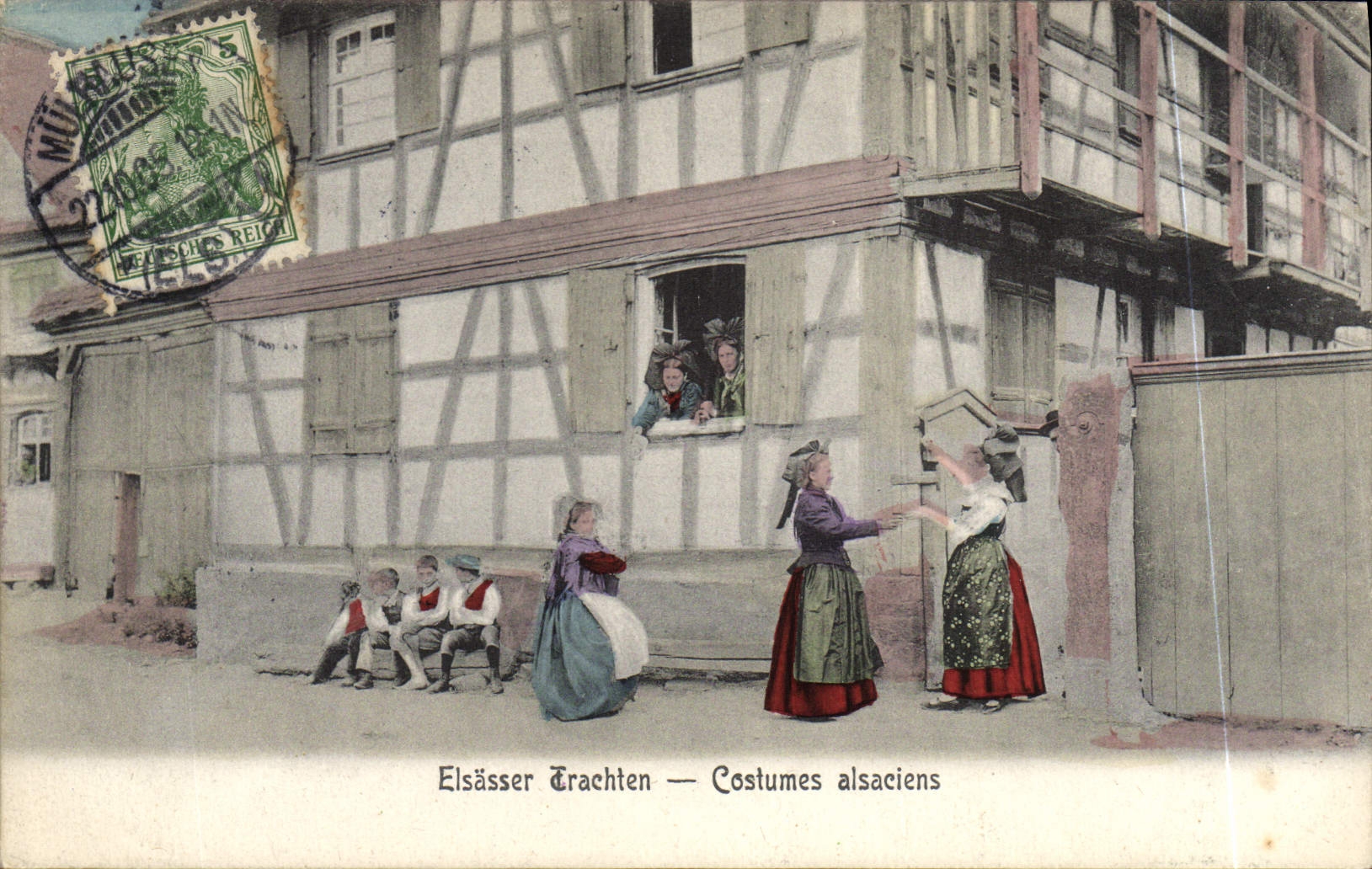 Vintage Postcard Folklore Alsace Alsacies Costumes
