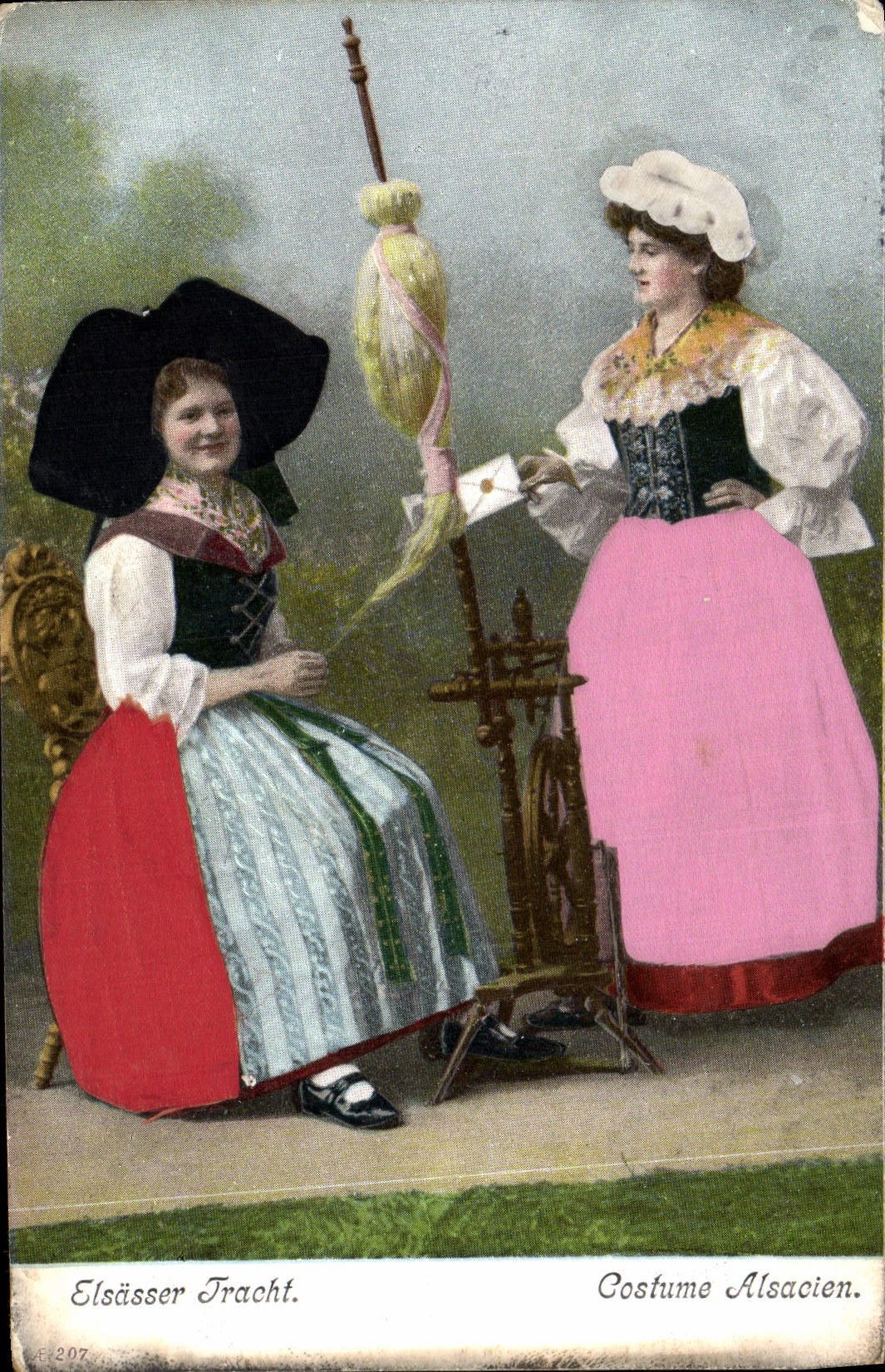 Vintage Postcard Folklore Alsace Alsatian Costume